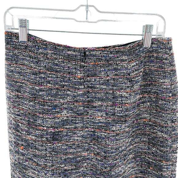 Emerson Rose Purple & Black Multicolor Tweed Raw Edge Pencil Skirt Women Sz 6 - Picture 5 of 12